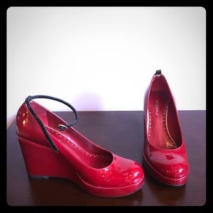 BCBG Dark Red Patent Round toe Wedges